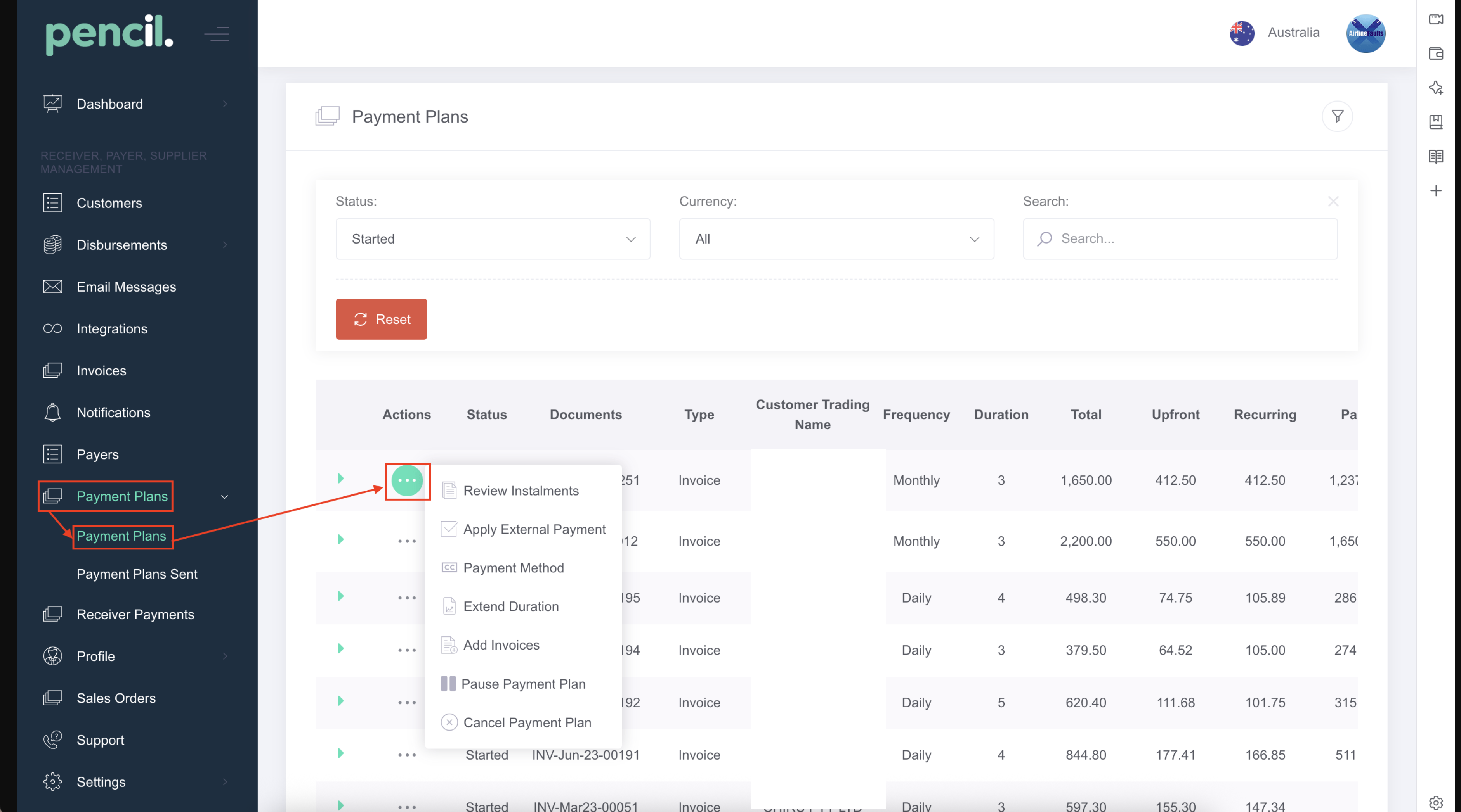 How to add invoices to an existing payment plan